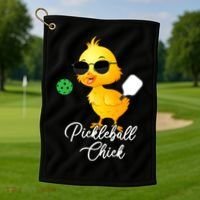 Pickleball Chick, Funny Pickleball Golf Towel thumb 1
