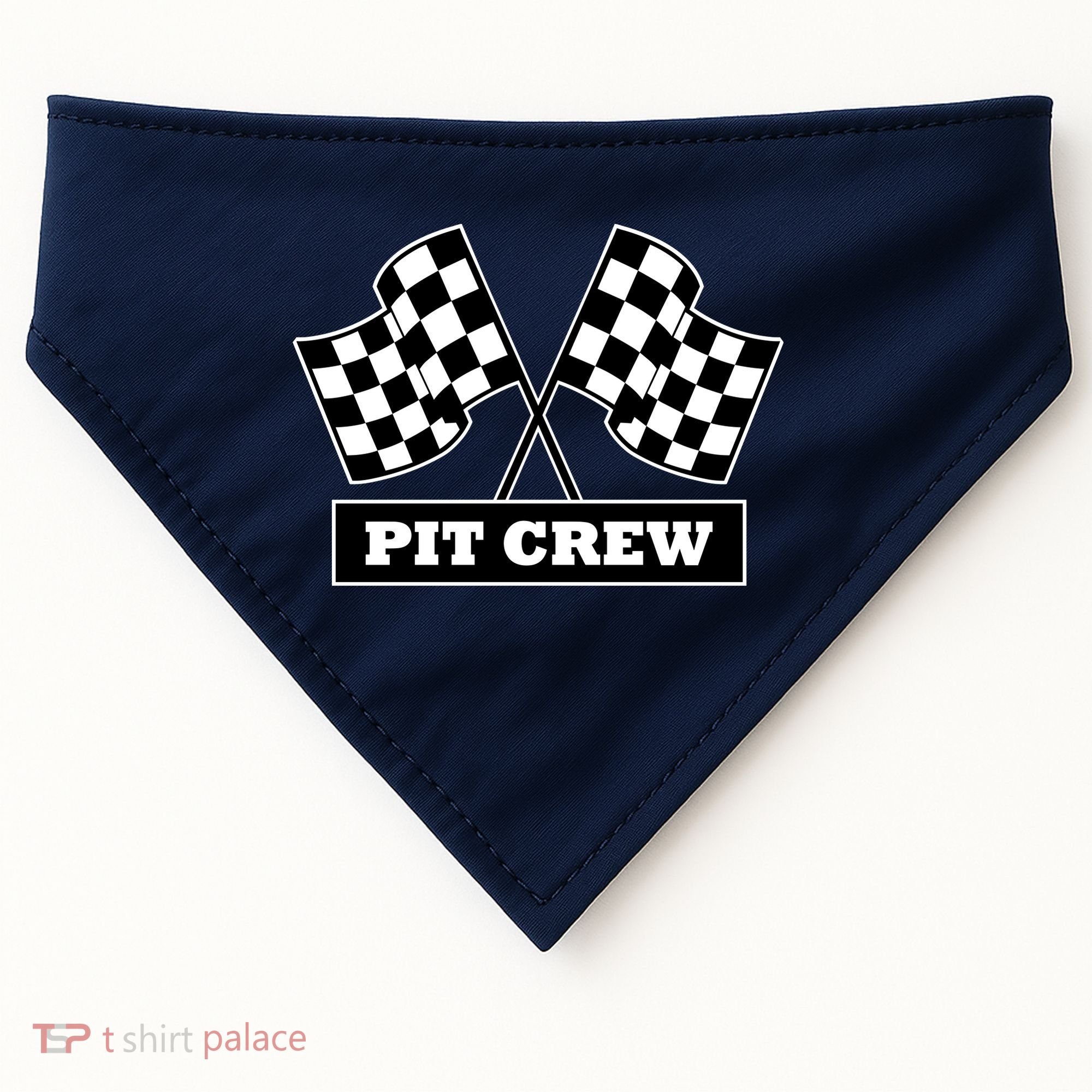 Pit Crew For Racing Party Parents Team Fast Cars Dark USA-Made Doggie Bandana