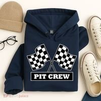 Pit Crew For Racing Party Parents Team Fast Cars Dark Hoodie thumb 4