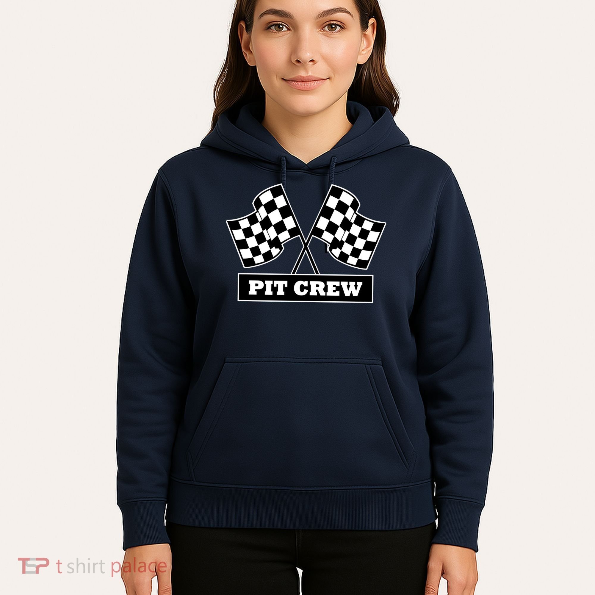 Pit Crew For Racing Party Parents Team Fast Cars Dark Hoodie