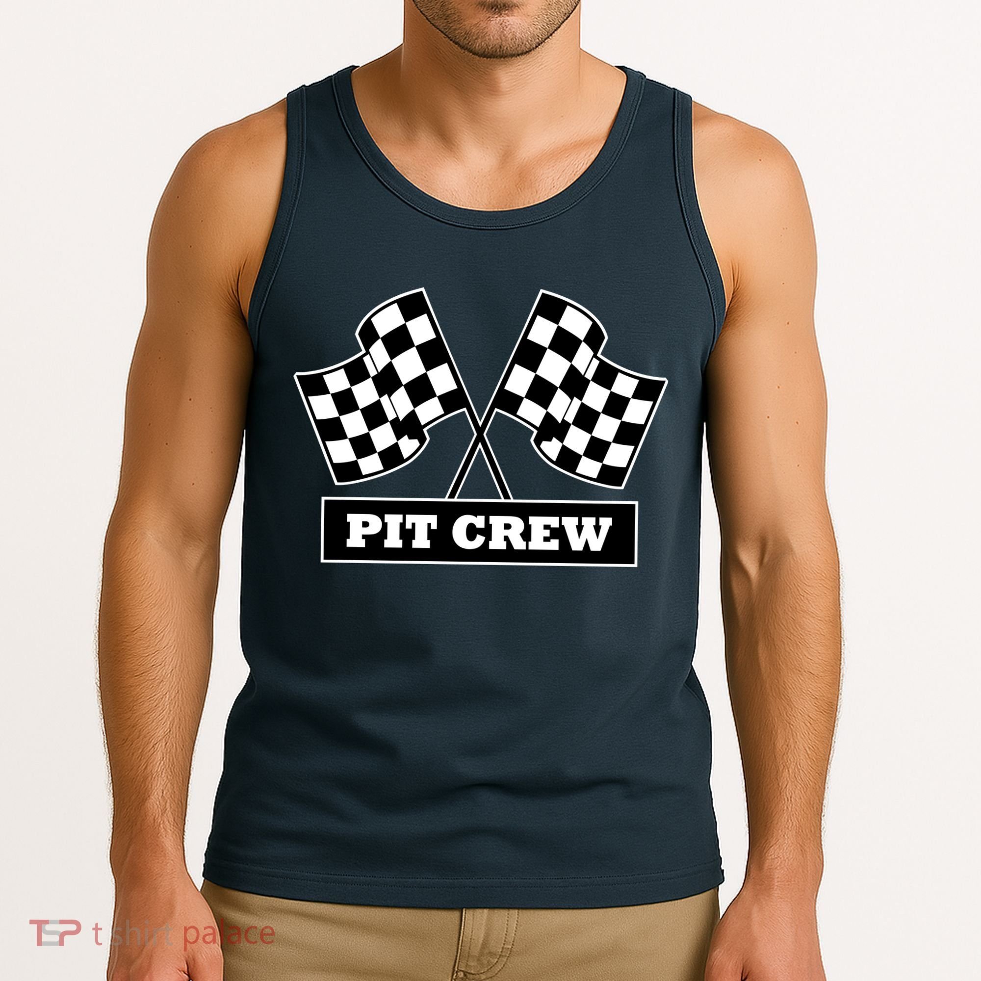 Pit Crew For Racing Party Parents Team Fast Cars Dark Tank Top