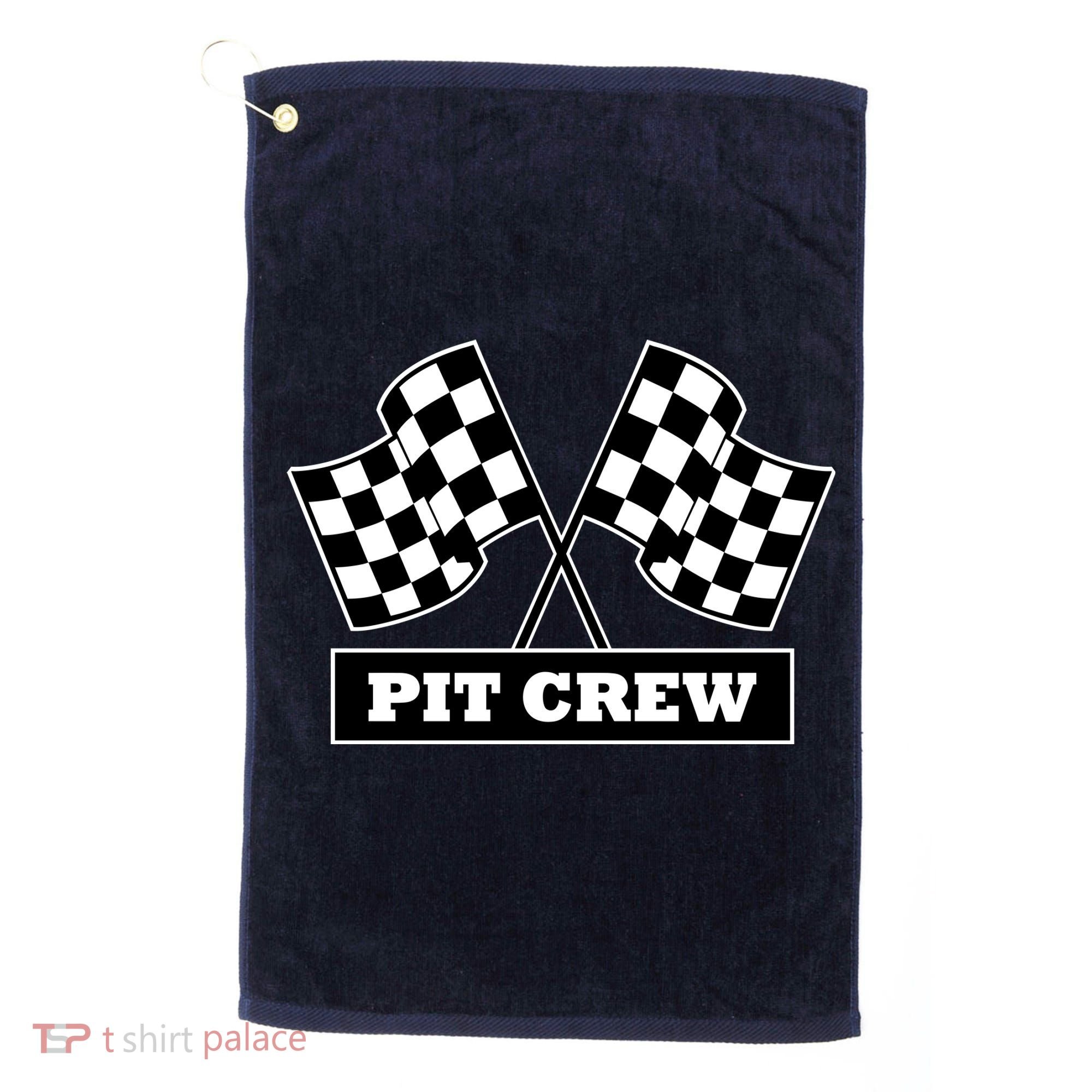 Pit Crew For Racing Party Parents Team Fast Cars Dark Golf Towel