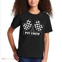 Pit Crew For Racing Party Parents Team Fast Cars Dark Kids T-Shirt thumb 2