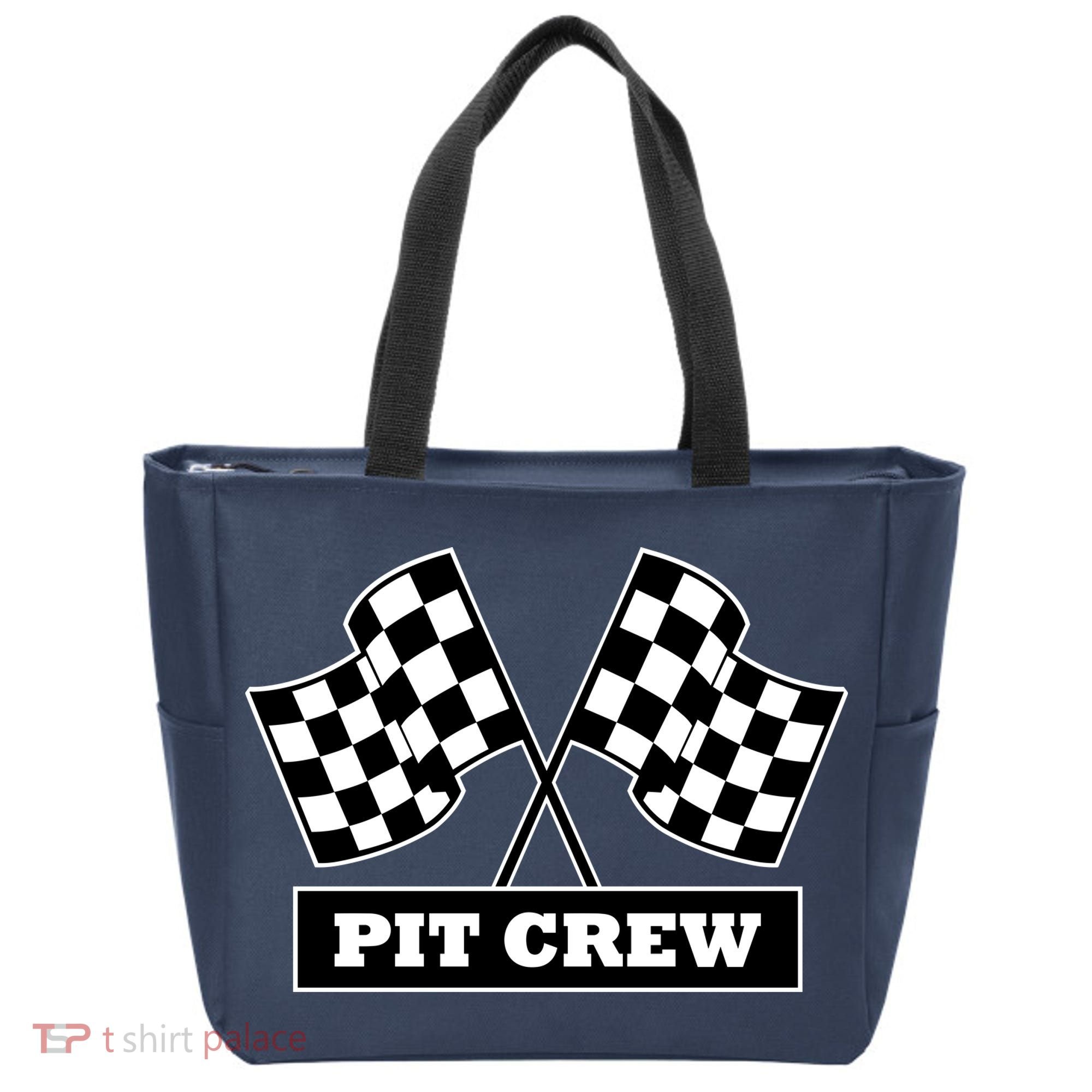 Pit Crew For Racing Party Parents Team Fast Cars Dark Tote Bag
