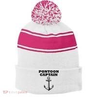 Pontoon Captain Funny Pontoon Stripe Pom Pom Beanie thumb 0