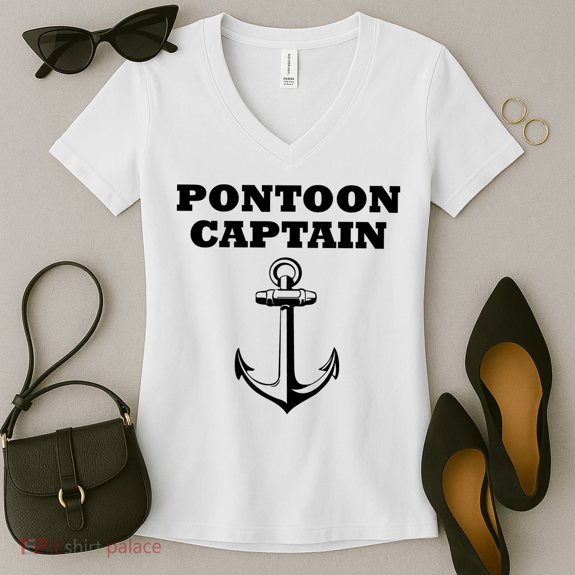 Pontoon Captain Funny Pontoon Women's V-Neck T-Shirt