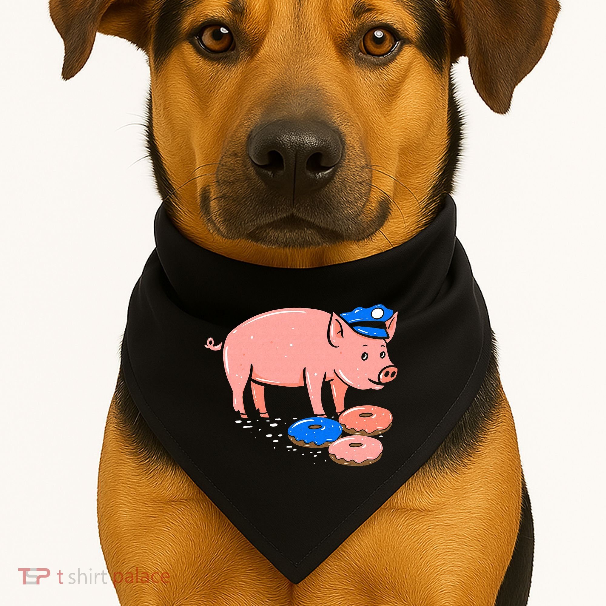 Pig Cop Funny Police Officer Doughnut Gift USA-Made Doggie Bandana