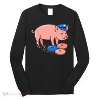 Pig Cop Funny Police Officer Doughnut Gift Long Sleeve Shirt thumb 0