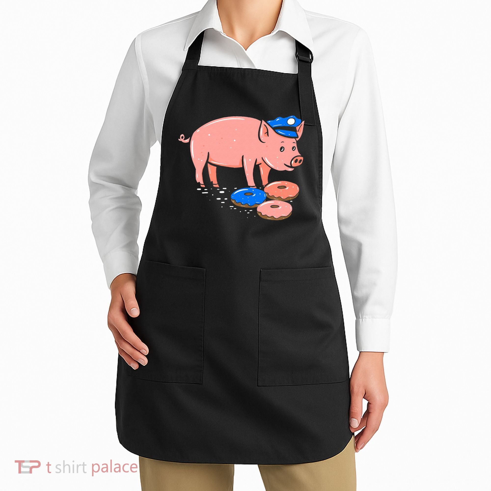 Pig Cop Funny Police Officer Doughnut Gift Apron