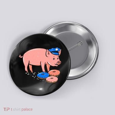 Pig Cop Funny Police Officer Doughnut Gift Button
