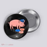 Pig Cop Funny Police Officer Doughnut Gift Button thumb 0