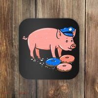 Pig Cop Funny Police Officer Doughnut Gift Coaster thumb 0