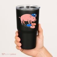 Pig Cop Funny Police Officer Doughnut Gift Tumbler thumb 2