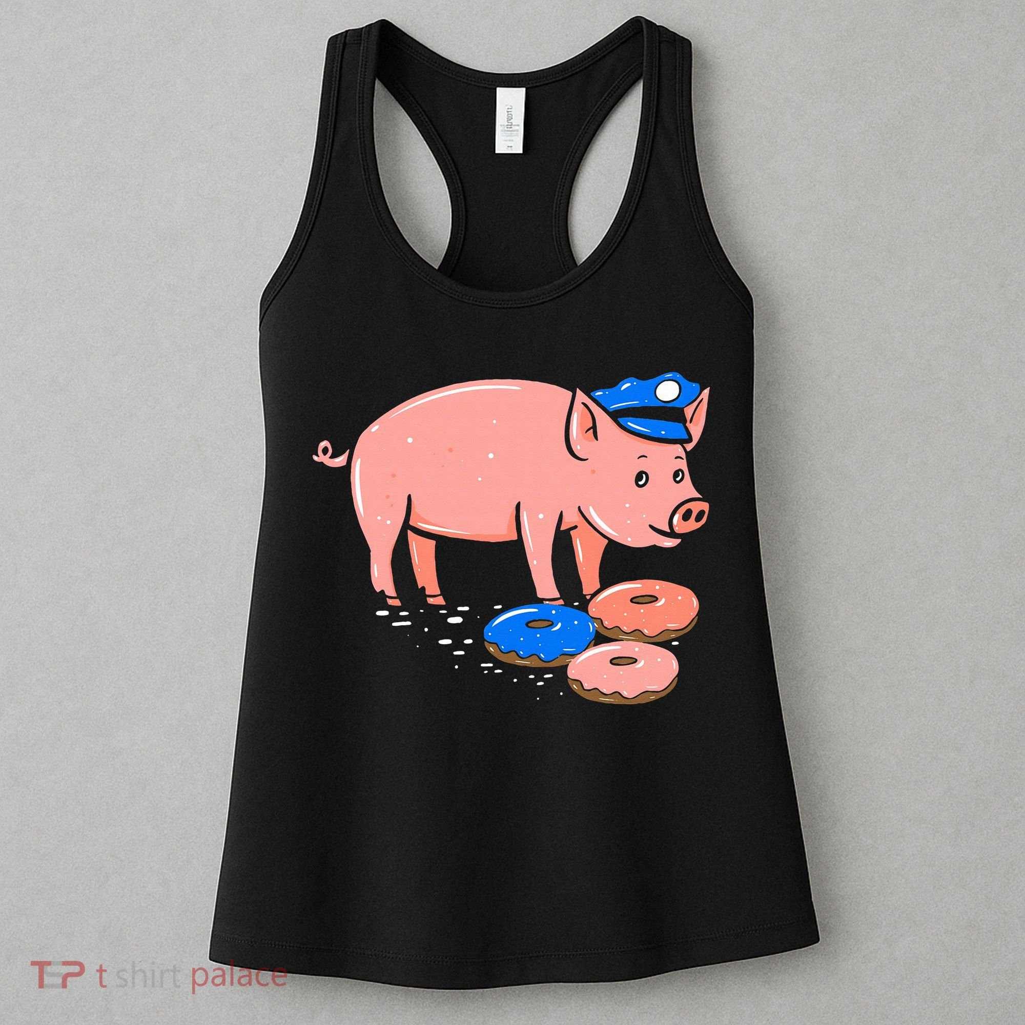Pig Cop Funny Police Officer Doughnut Gift Women's Tank Top