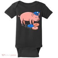 Pig Cop Funny Police Officer Doughnut Gift Baby Bodysuit thumb 0