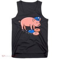Pig Cop Funny Police Officer Doughnut Gift Tank Top thumb 0