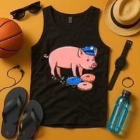 Pig Cop Funny Police Officer Doughnut Gift Tank Top thumb 4
