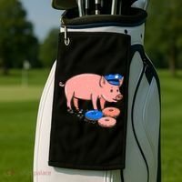 Pig Cop Funny Police Officer Doughnut Gift Golf Towel thumb 2