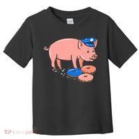 Pig Cop Funny Police Officer Doughnut Gift Toddler T-Shirt thumb 0
