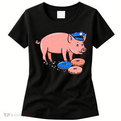 Pig Cop Funny Police Officer Doughnut Gift Women's T-Shirt