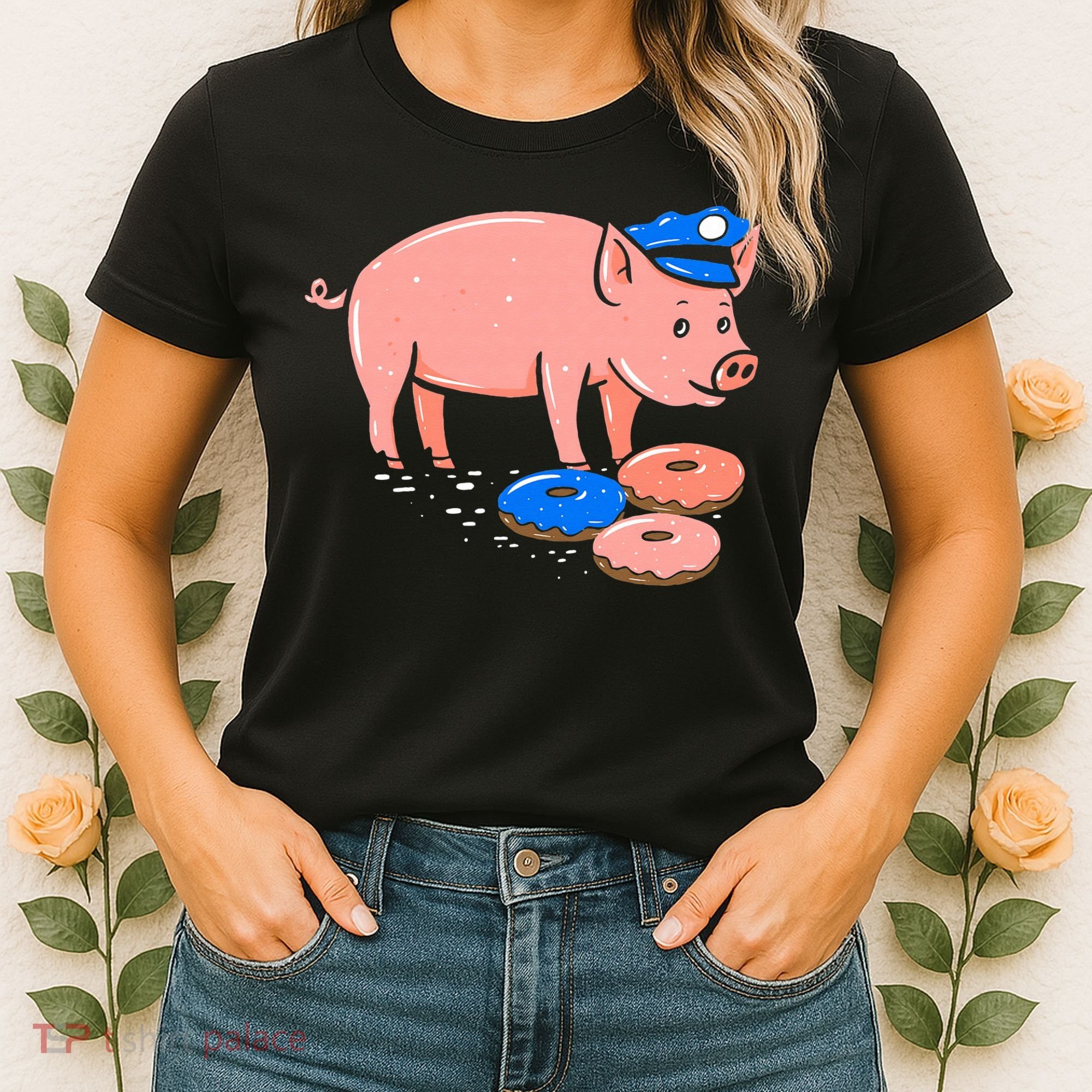 Pig Cop Funny Police Officer Doughnut Gift Women's T-Shirt