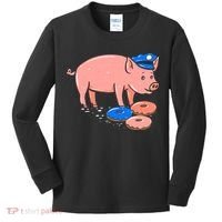 Pig Cop Funny Police Officer Doughnut Gift Kids Long Sleeve Shirt thumb 0