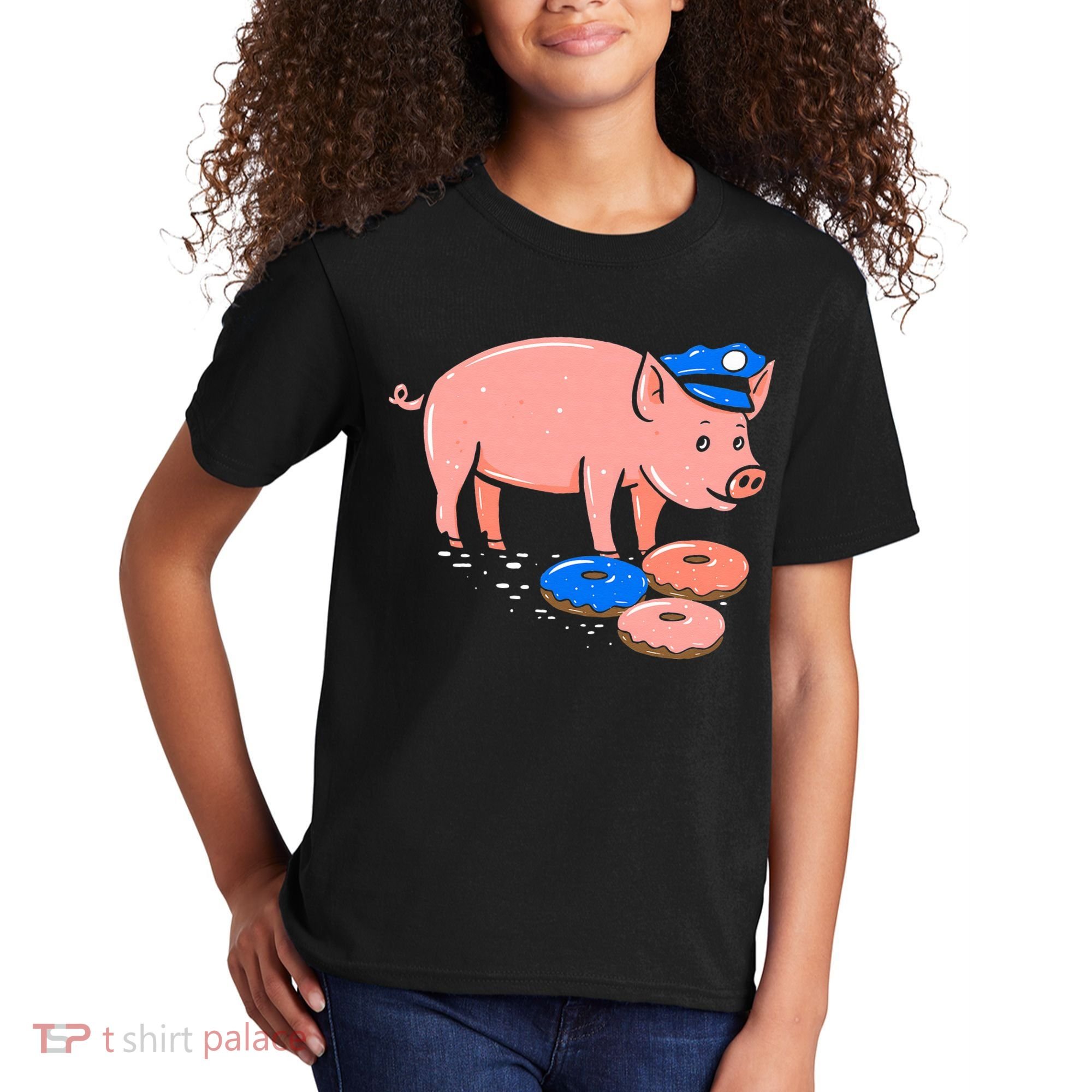 Pig Cop Funny Police Officer Doughnut Gift Kids T-Shirt