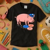 Pig Cop Funny Police Officer Doughnut Gift Kids T-Shirt thumb 3