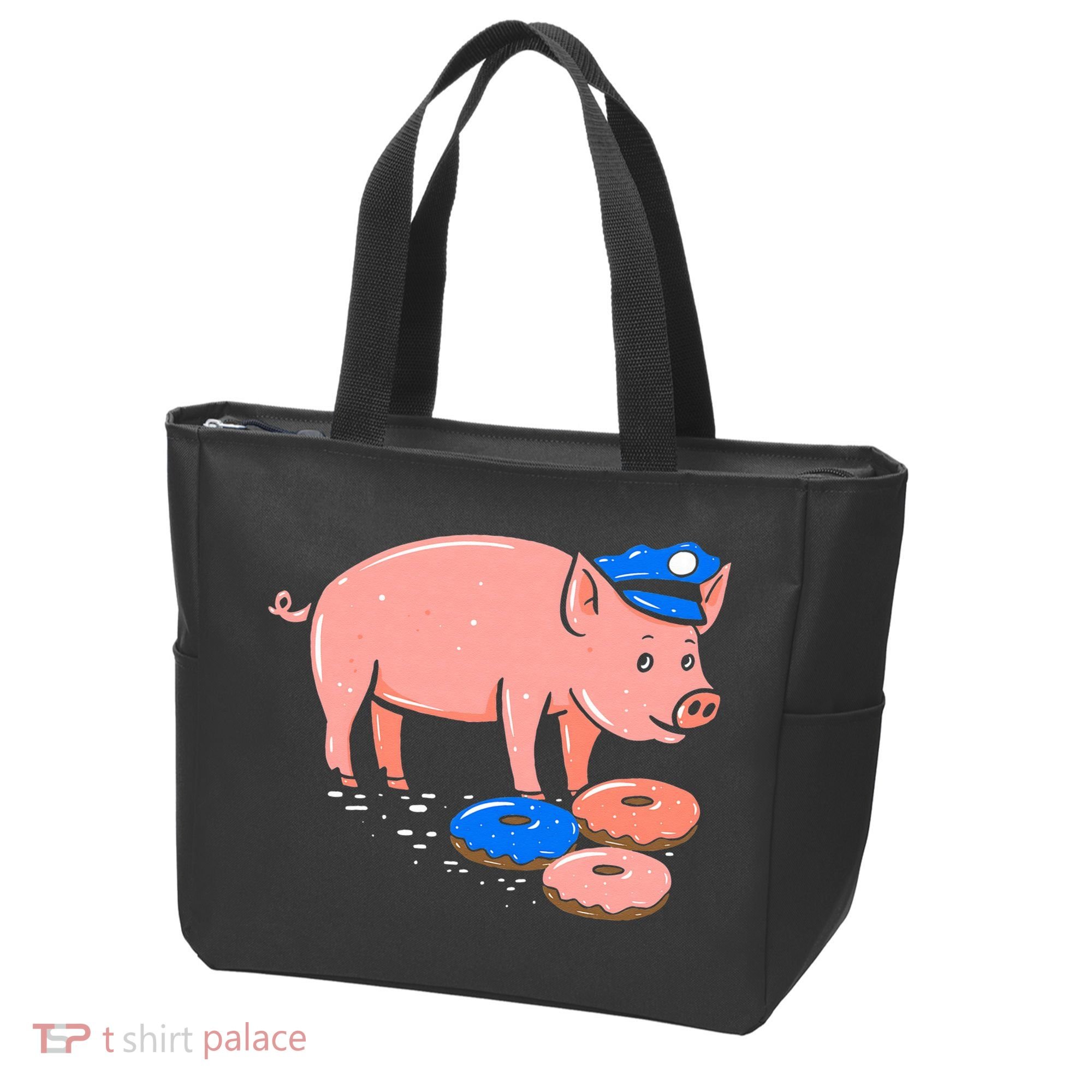 Pig Cop Funny Police Officer Doughnut Gift Tote Bag