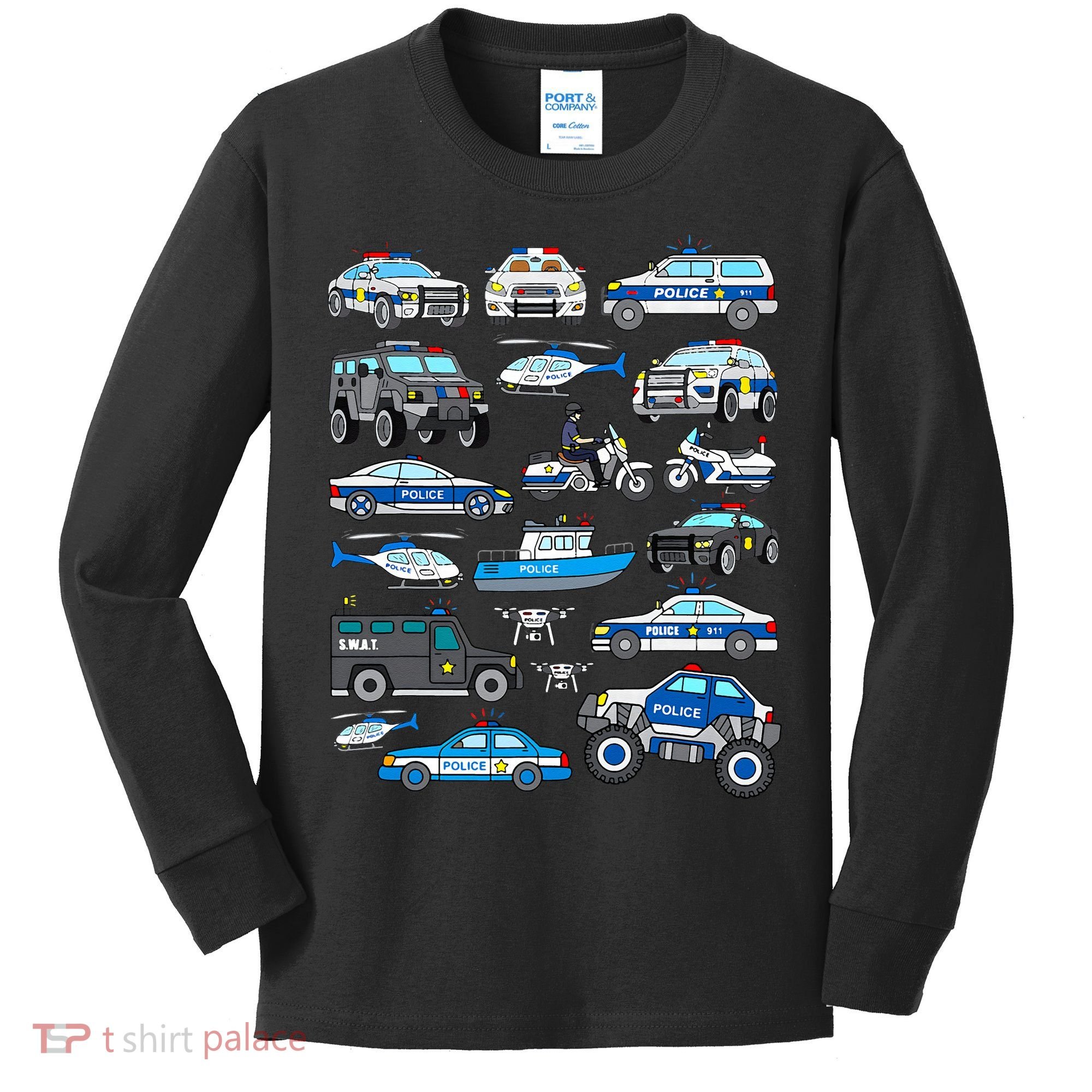 Police Car For Cop Vehicles SWAT Truck Kids Long Sleeve Shirt