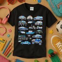 Police Car For Cop Vehicles SWAT Truck Kids T-Shirt thumb 3