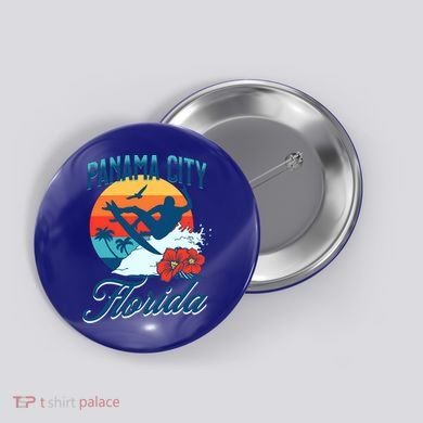 Panama City Florida Beach Surf Summer Vacation Vintage Meaningful Gift Button