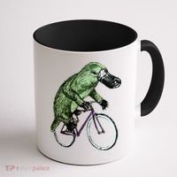 Platypus Cycling Funny Platypus Lover Platypus Bicycle Coffee Mug thumb 1