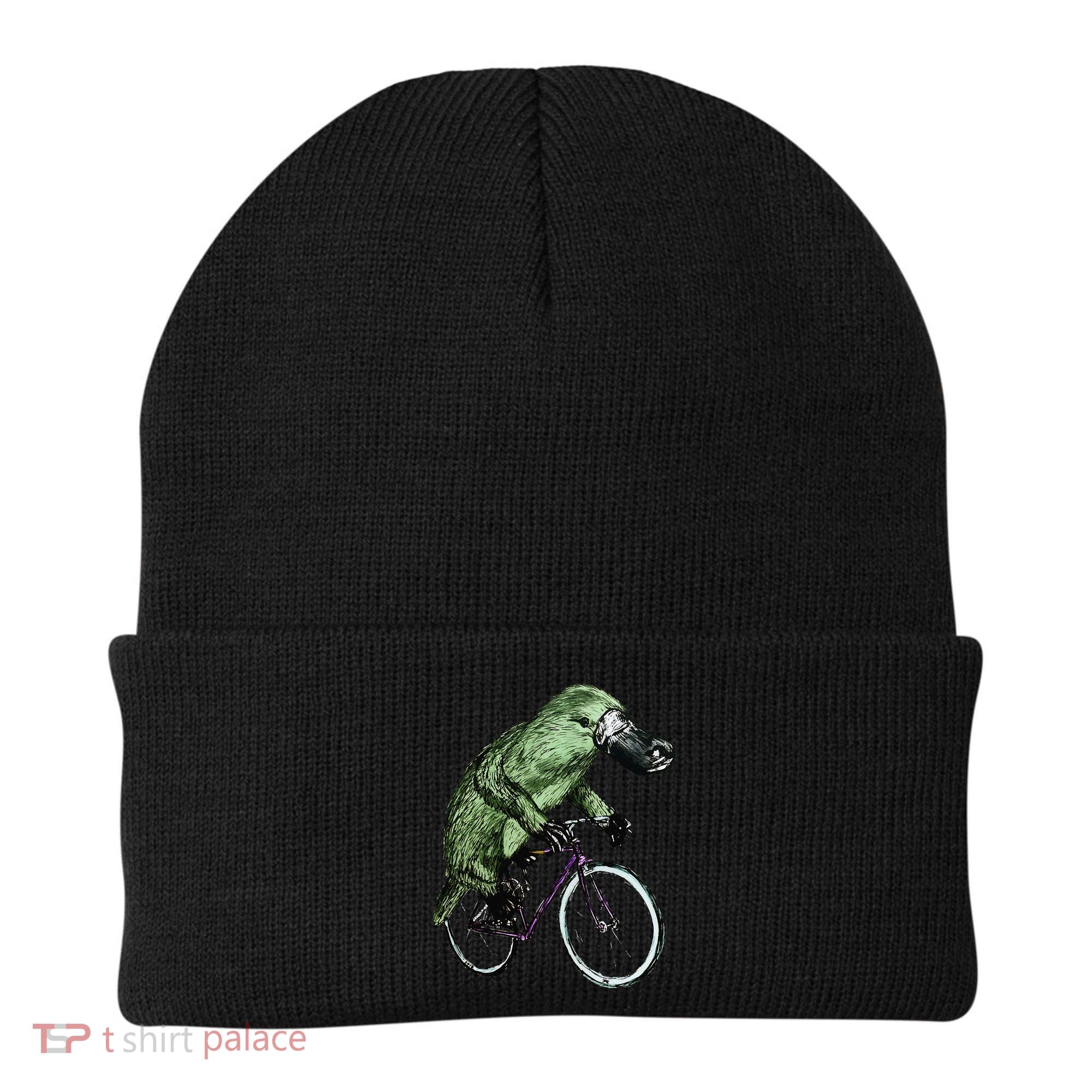 Platypus Cycling Funny Platypus Lover Platypus Bicycle Beanie