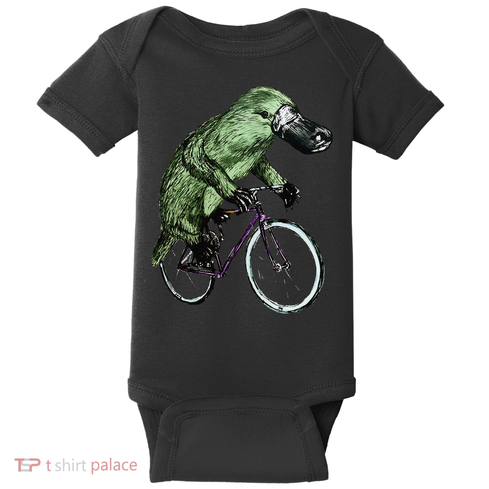 Platypus Cycling Funny Platypus Lover Platypus Bicycle Baby Bodysuit