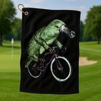 Platypus Cycling Funny Platypus Lover Platypus Bicycle Golf Towel thumb 1