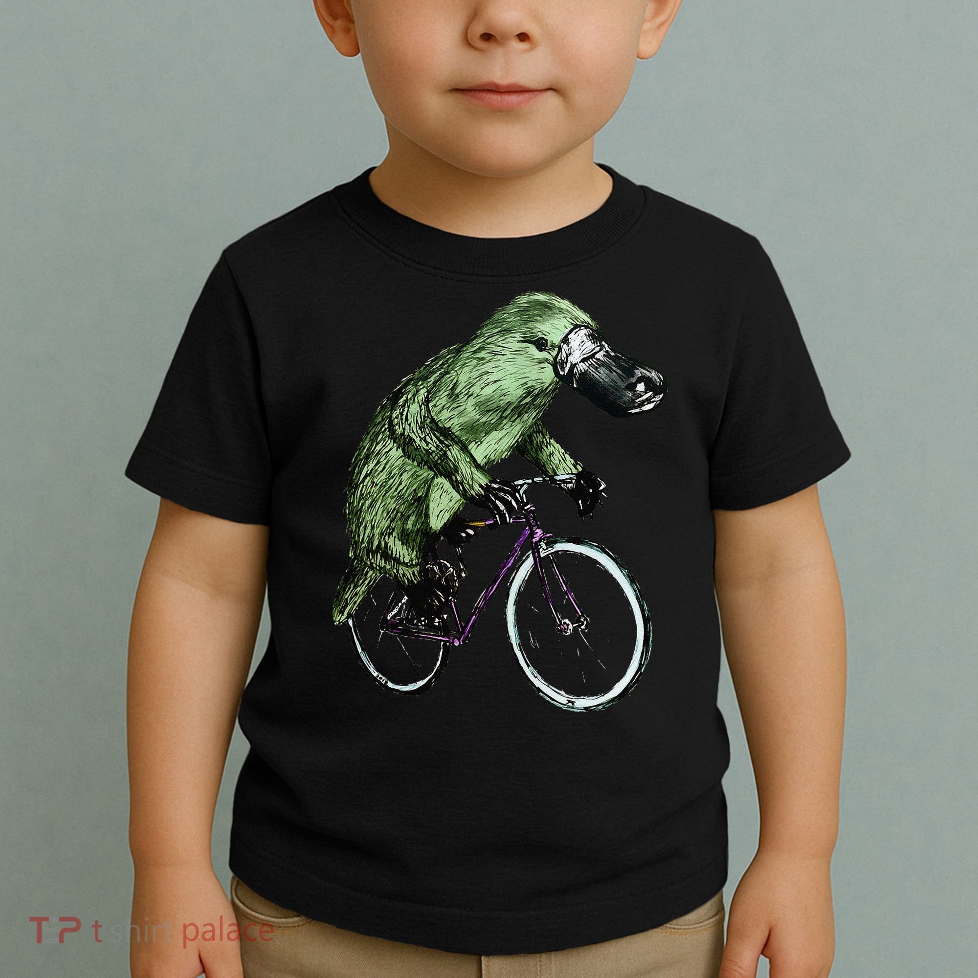 Platypus Cycling Funny Platypus Lover Platypus Bicycle Toddler T-Shirt