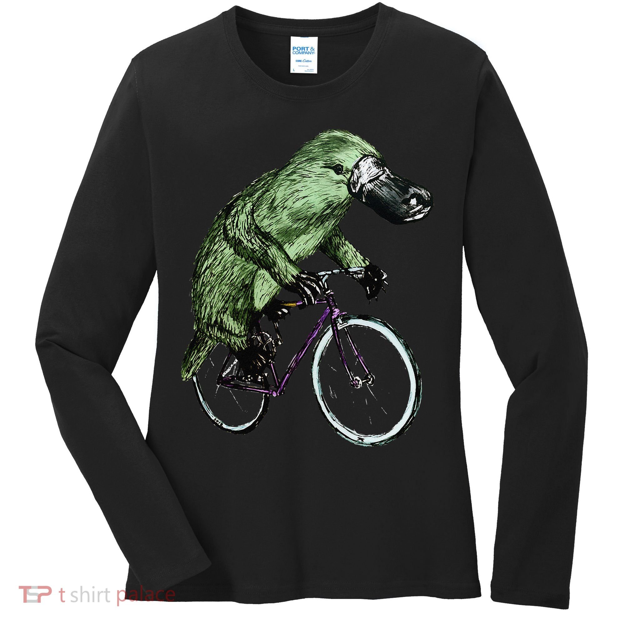 Platypus Cycling Funny Platypus Lover Platypus Bicycle Women's Long Sleeve Shirt