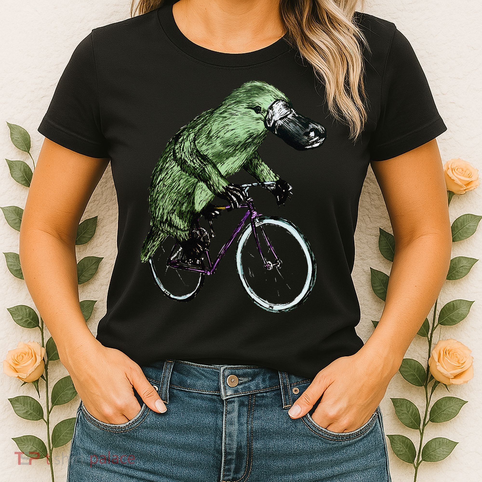 Platypus Cycling Funny Platypus Lover Platypus Bicycle Women's T-Shirt