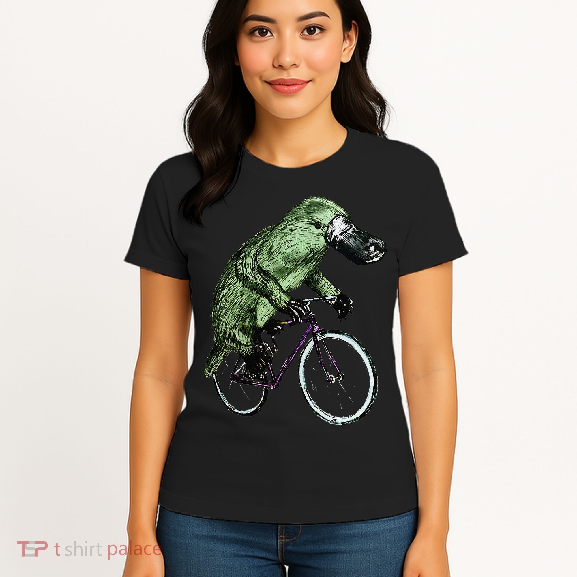 Platypus Cycling Funny Platypus Lover Platypus Bicycle Women's T-Shirt