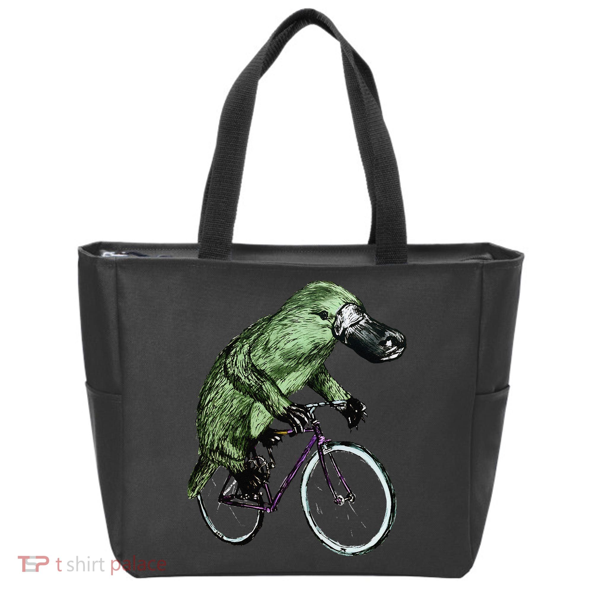 Platypus Cycling Funny Platypus Lover Platypus Bicycle Tote Bag