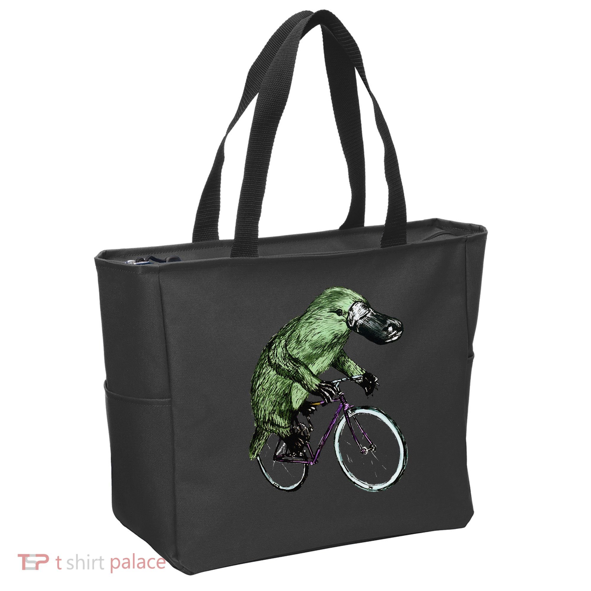 Platypus Cycling Funny Platypus Lover Platypus Bicycle Tote Bag