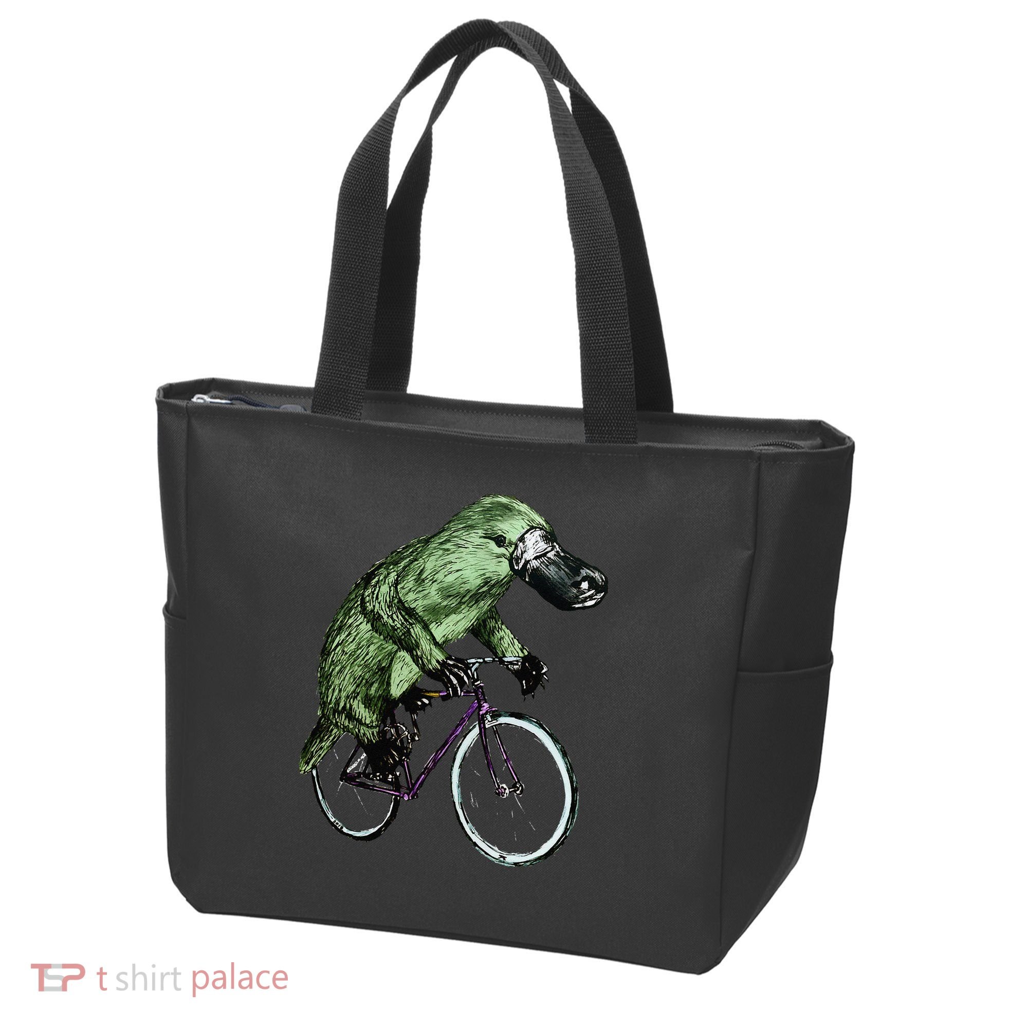 Platypus Cycling Funny Platypus Lover Platypus Bicycle Tote Bag