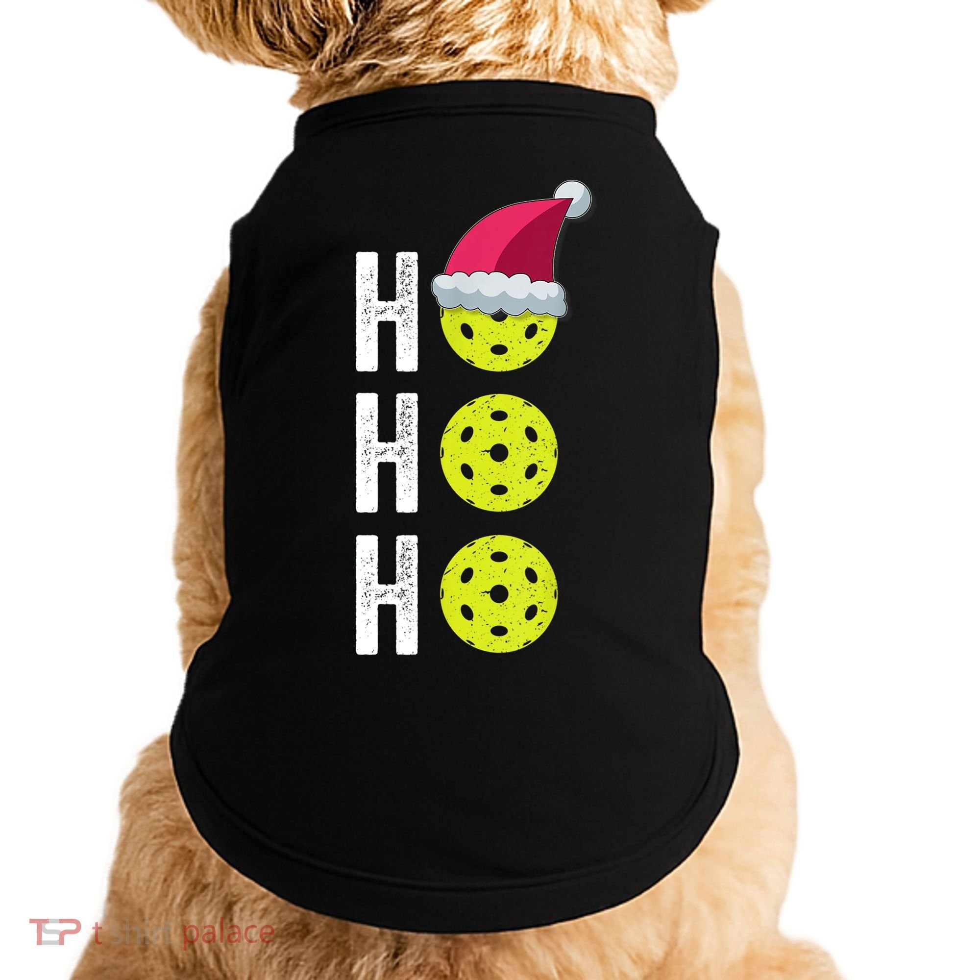 Pickleball Christmas Funny Santa Hat Holiday Ho Ho Ho Gift TShirt Doggie Tank