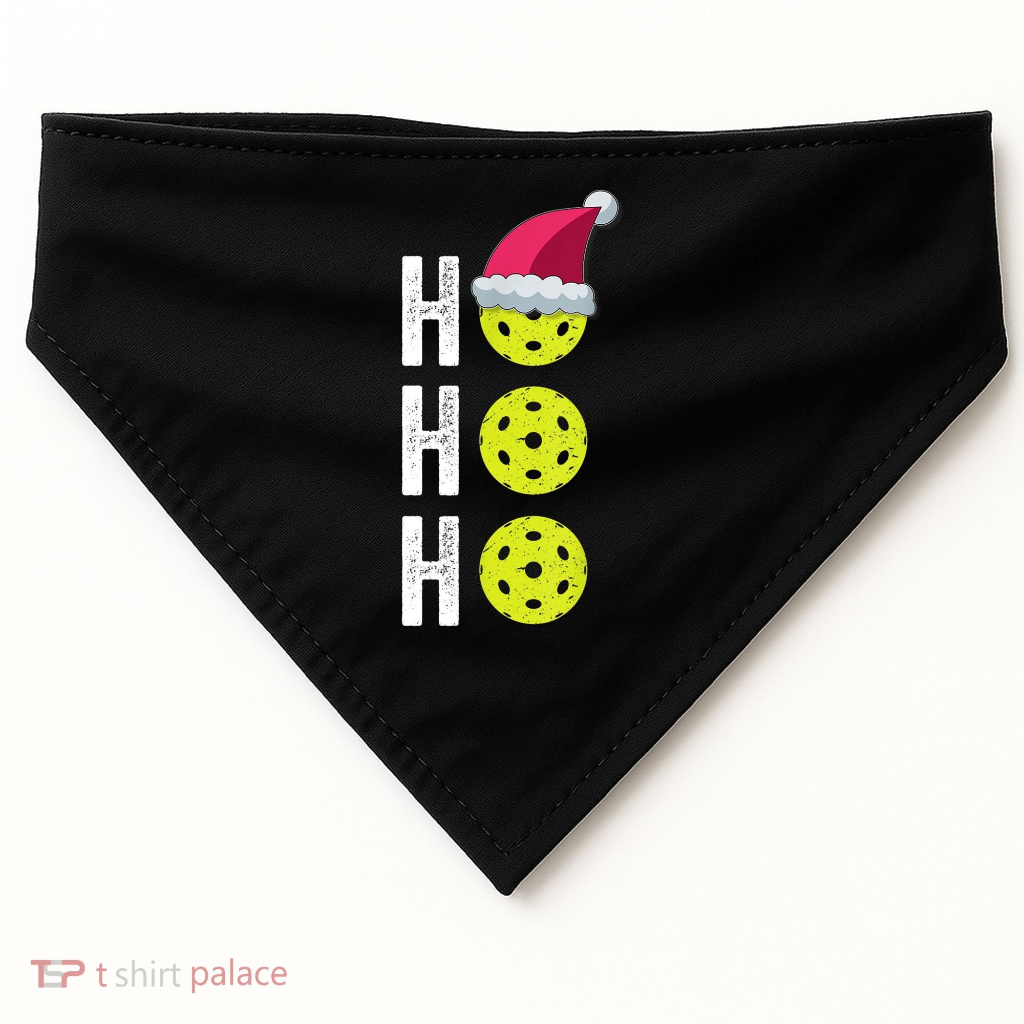 Pickleball Christmas Funny Santa Hat Holiday Ho Ho Ho Gift TShirt USA-Made Doggie Bandana