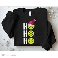 Pickleball Christmas Funny Santa Hat Holiday Ho Ho Ho Gift TShirt Sweatshirt thumb 2