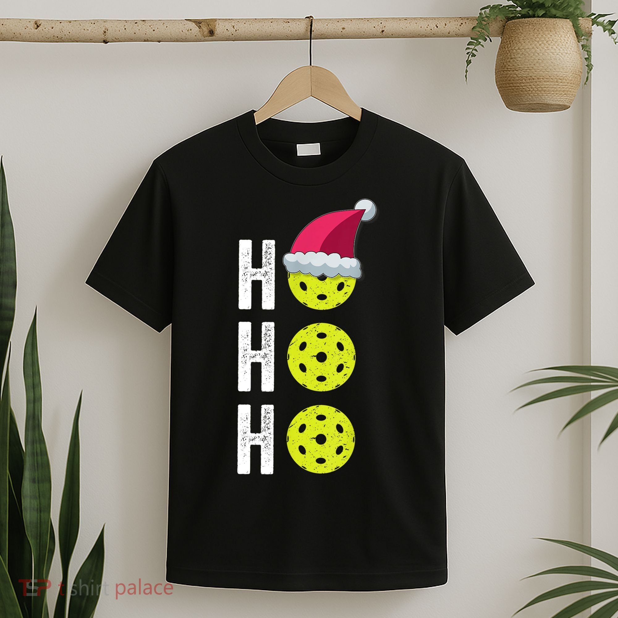 Pickleball Christmas Funny Santa Hat Holiday Ho Ho Ho Gift TShirt T-Shirt