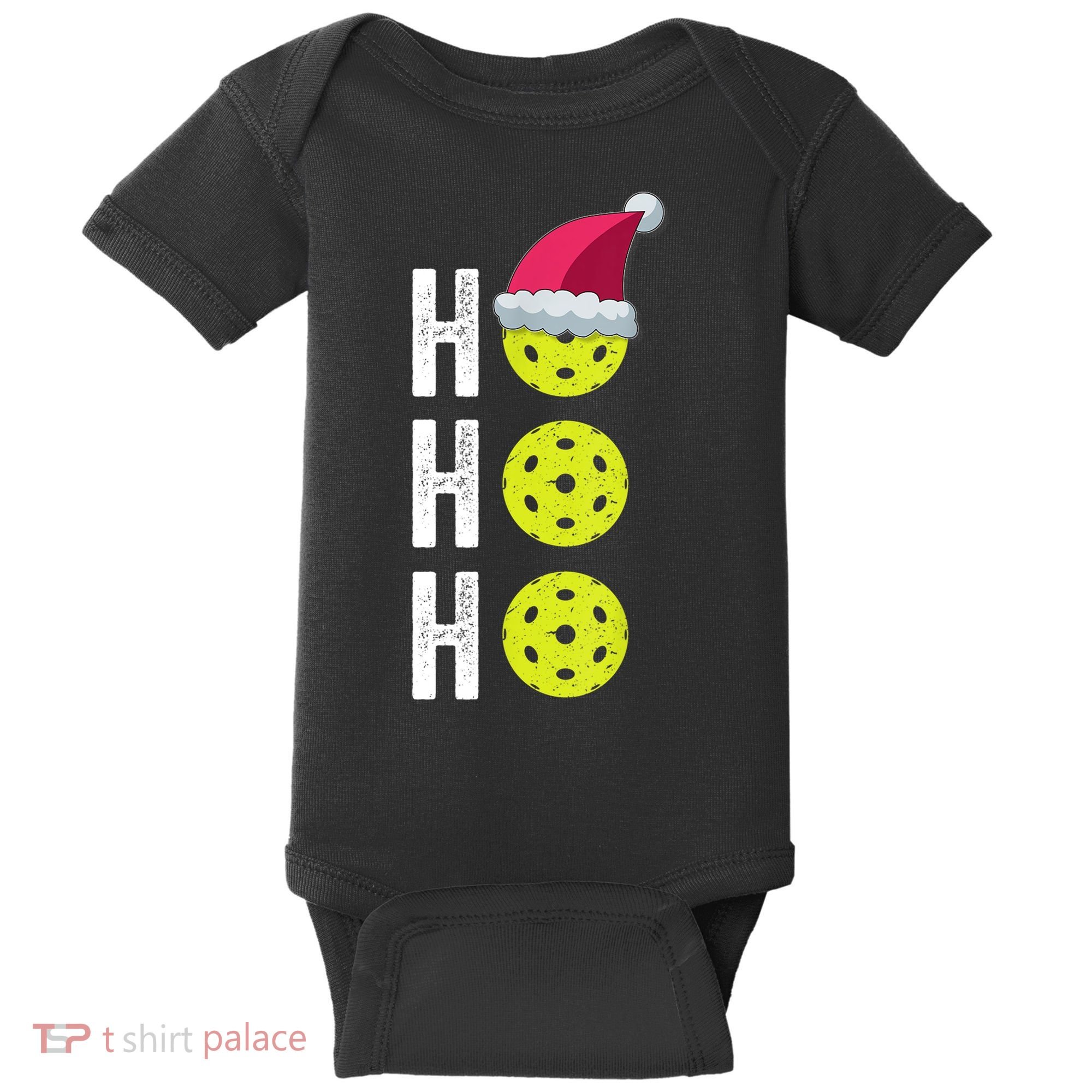 Pickleball Christmas Funny Santa Hat Holiday Ho Ho Ho Gift TShirt Baby Bodysuit