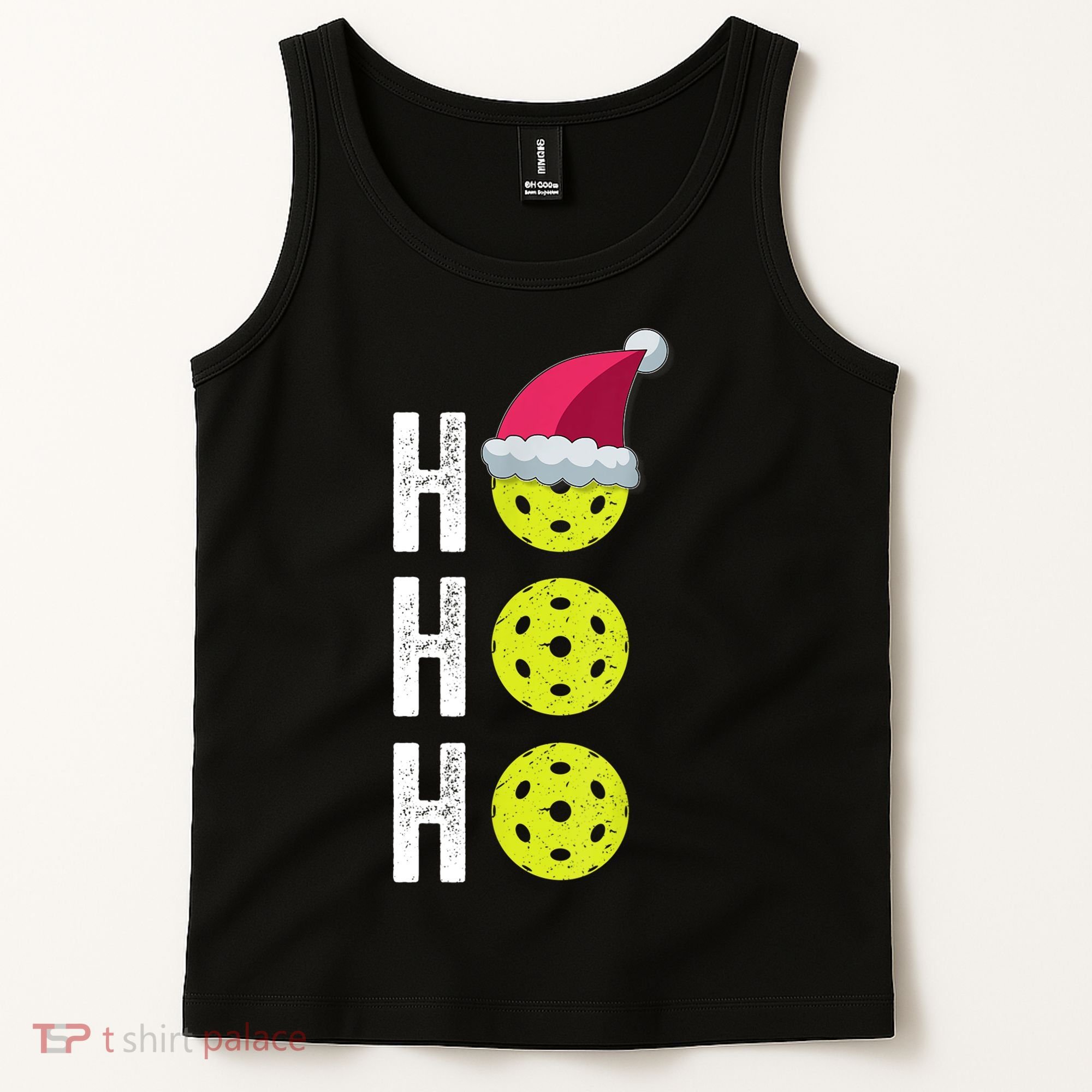 Pickleball Christmas Funny Santa Hat Holiday Ho Ho Ho Gift TShirt Tank Top
