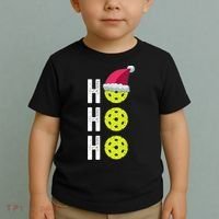 Pickleball Christmas Funny Santa Hat Holiday Ho Ho Ho Gift TShirt Toddler T-Shirt thumb 2